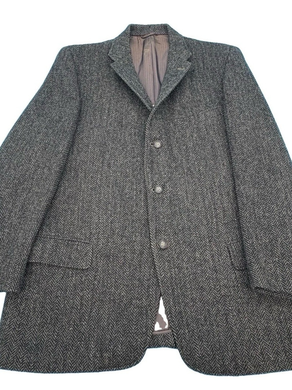 Harris Tweed 100% Wool Classic Grey Herringbone Blazer Jacket Men's